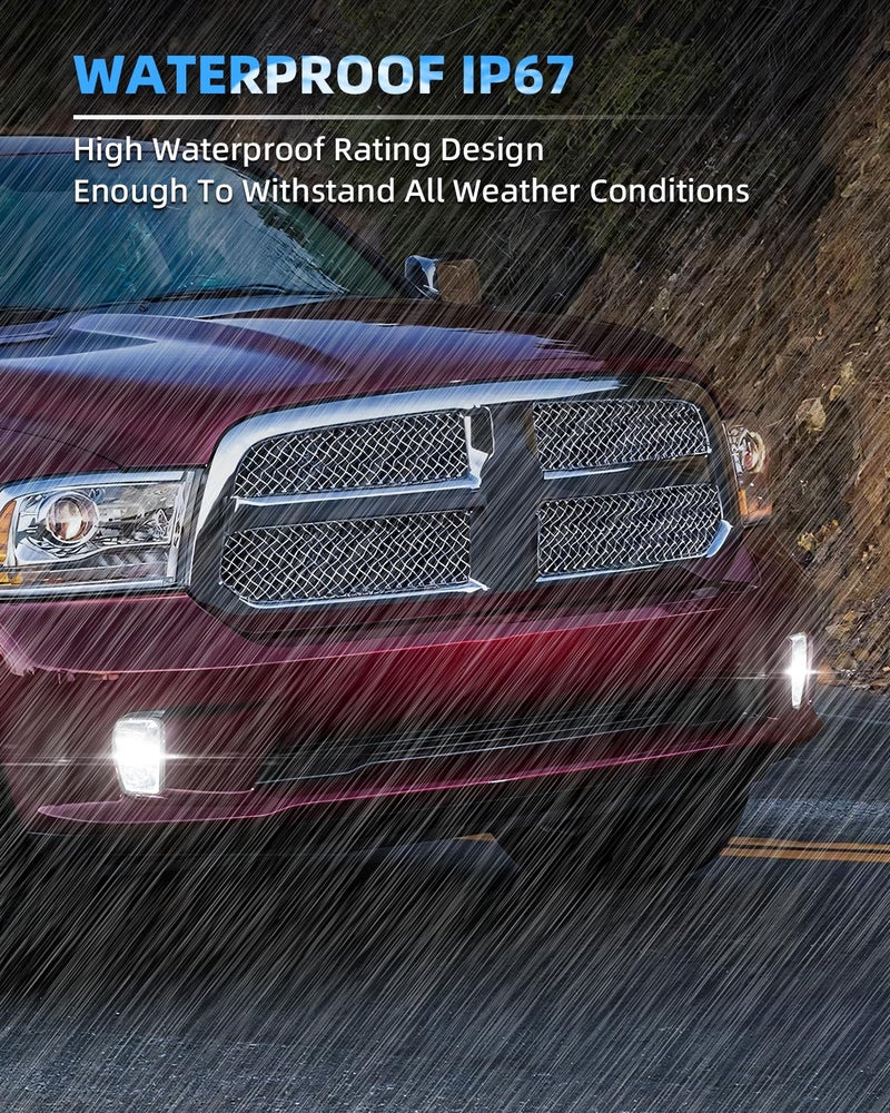 BICYACO LED Fog Lights Assembly with Mounting Brackets Compatible with 2013-2018 Dodge Ram 1500, 2019 Ram 1500 Classic Pickup, Front Bumper Driving Lamps, DOT Certified, Chrome (1 Pair) - Image 5